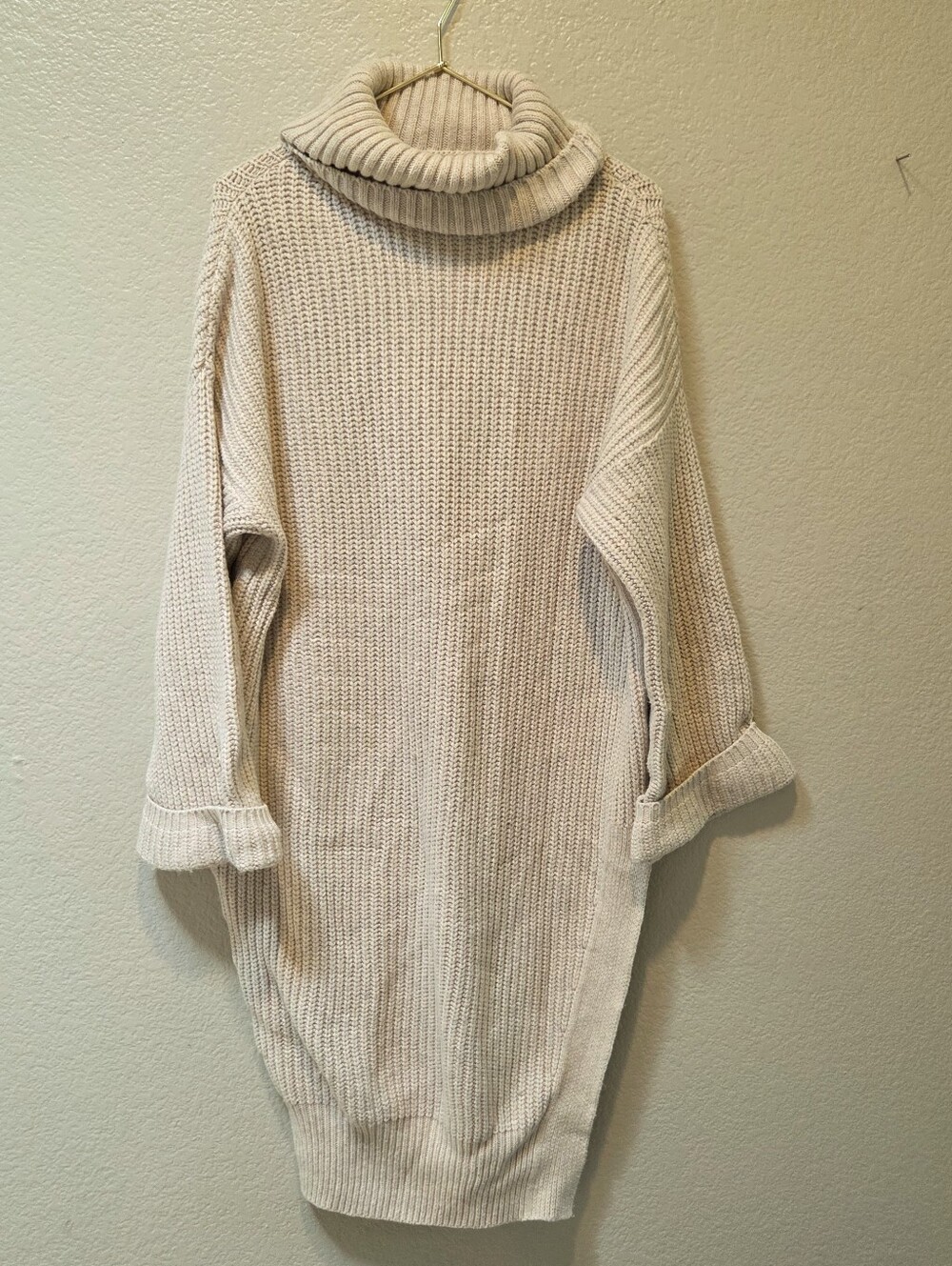 MOTH Anthropologie Cowl Neck Tunic Sweater XS Ivory Minimalist Cozy